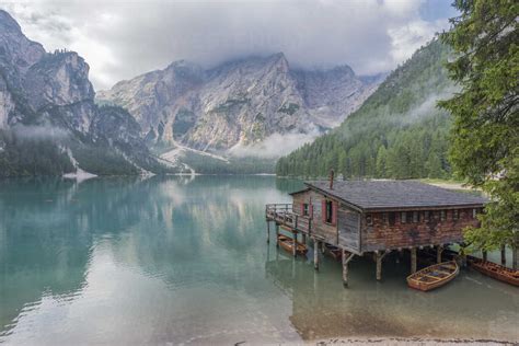 Italy South Tyrol Dolomites Lago Di Braies Fanes Sennes Prags