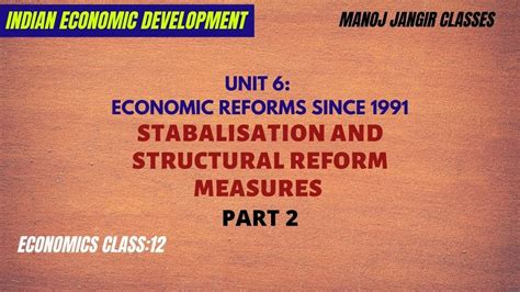 Stabalisation And Structural Reform Measures I Two Measures Of Economic