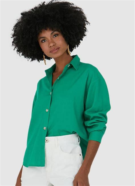 Camisa Viscolinho Feminina Verde Malwee