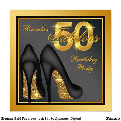 Elegant Gold Fabulous 50th Birthday Party Invitation 50 Year Old Birthday Party