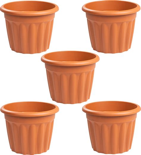 Wham 3x Vista Plastic Planter Round Garden Plant Pot Large Floor Pot