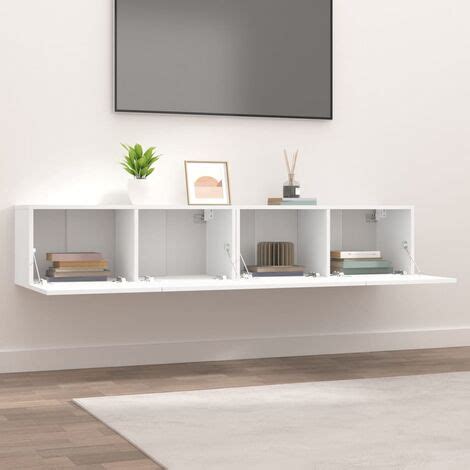 Meubles Tv Pcs Bancs Tv Armoires De Rangement Blanc X X Cm Bois