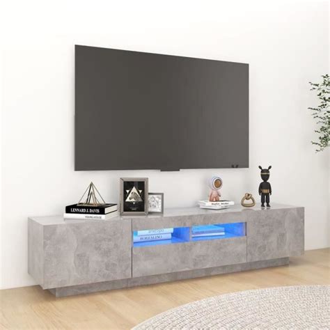 Meuble Tv Jill Banc Tv Avec Lumi Res Led Contemporain Gris B Ton