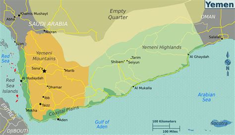 Large regions map of Yemen | Yemen | Asia | Mapsland | Maps of the World