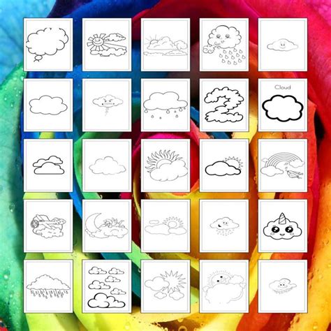 Printable Cloud Coloring Pages for Kids and Adults 70 Pages Instant ...