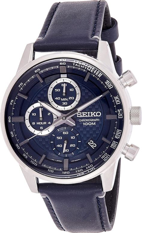 Seiko Orologio Cronografo Quarzo Uomo Con Cinturino In Pelle Ssb P