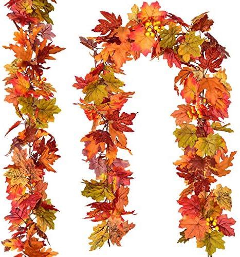 Dearhouse 2 Pack Fall Garland Maple Leaf 6ft Piece Hanging Vine Garland Artificial