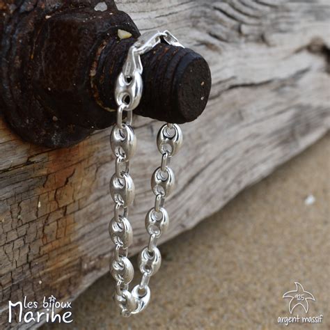 Bracelet maille grain de café en argent massif Les Bijoux Marine