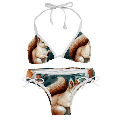 Squirrel Chic Bikini Set With Detachable Sponge Adjustable Strap 2 Pack For Versatile Swim