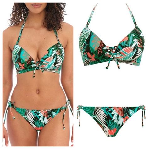 Freya Honolua Bay Green Multi Bikini Set UK F Brief S EBay