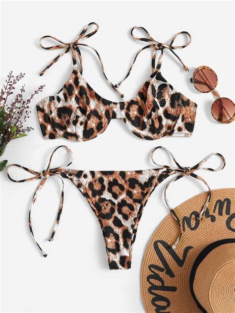 Leopard High Leg Bikini Swimsuit With Scrunchie Artofit