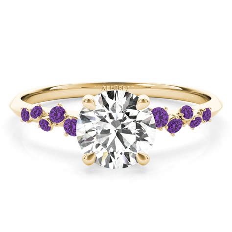 Scattered Amethyst Engagement Ring 14K Yellow Gold (0.13ct) - AZ22538