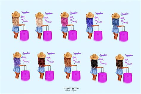 Travel Girl Clipart, Black Girl Clipart, Travel Girl Png, Fashion Girl Clipart, Denim Girl Clip ...