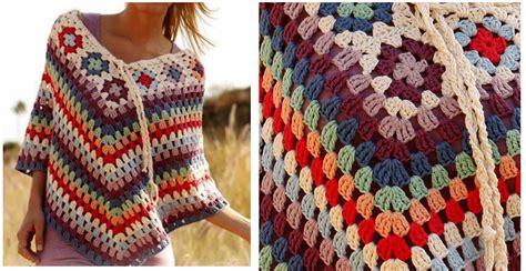 Poncho en crochet coloré avec des explications PNPG