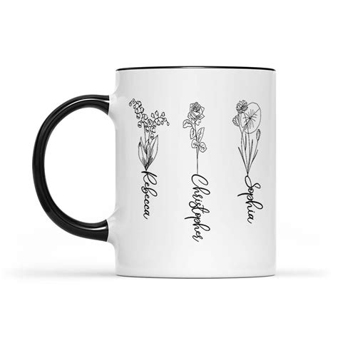 Custom Birth Month Birth Flower Accent Mug Personalized Plant Mom Mug