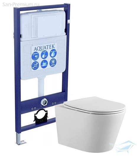 Унитаз с инсталляцией Aquatek Вега, сиденье soft-close SET AQUATEK ВЕГА ...