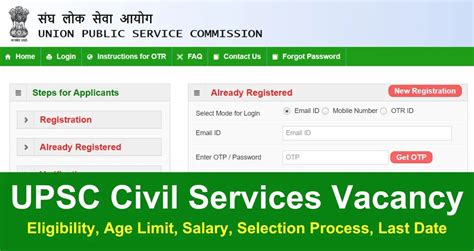 Upsc Cse Vacancy Apply Online Eligibility Fee Last Date