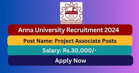 Anna University Recruitment Project Associate Posts Apply Now