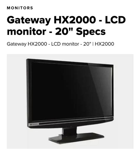 Gateway Lcd Monitor Model Hx2000 Computers And Tech Parts