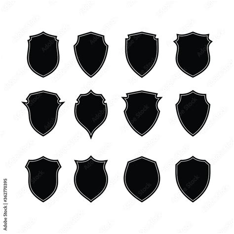 Set Of Shield Vector Police Badge Shape Vector Military Shield