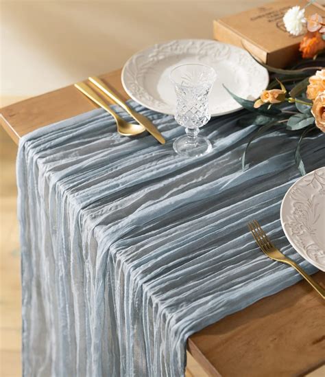 Amazon Vitalizart Cheesecloth Table Runner Dusty Blue X