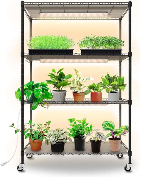 Bstrip Plant Shelf With Grow Light 4 Tier Grow Light Shelf With 30w T5 Full