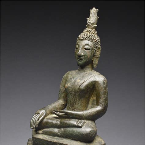 Laos 17th 18th Century Maravijaya Buddha In Bronze With Dark Patina