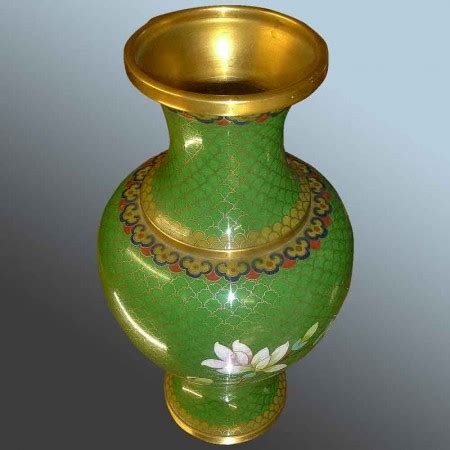 Paire De Vases Cloisonn S Vert En Bronze