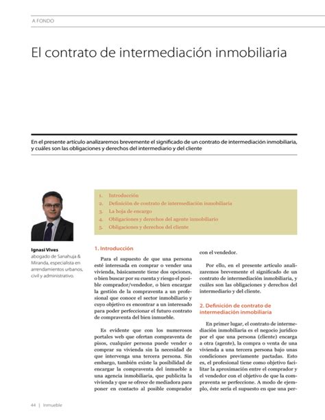 El Contrato De Intermediaci N Inmobiliaria