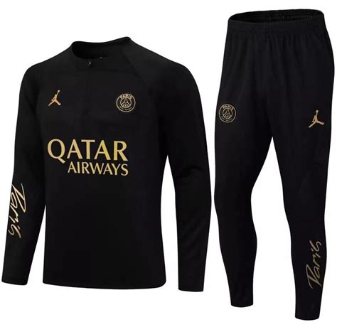 Psg 202223 Tracksuits Black Gold Training Sweatshirt And Pants Model