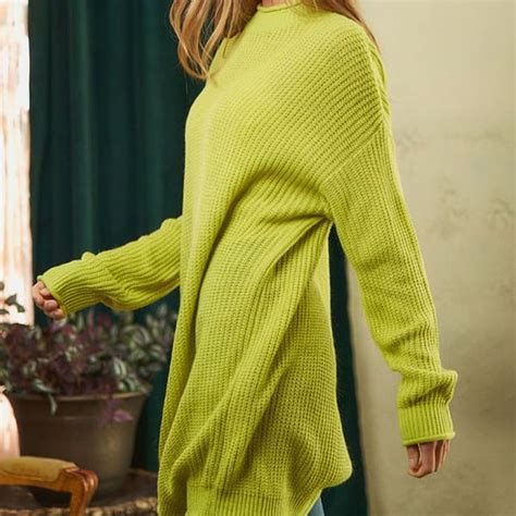 Solid Mock Neck Long Sleeve Knit Sweater Long Sleeve Knit Sweaters