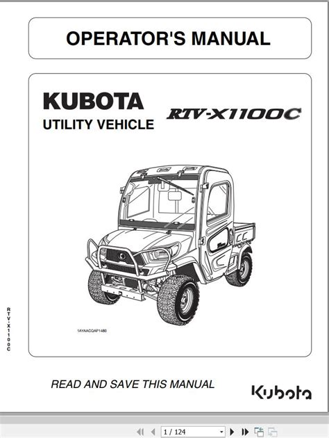 Kubota Utility Vehicle RTV X1100C Operator Manual Auto Repair Manual