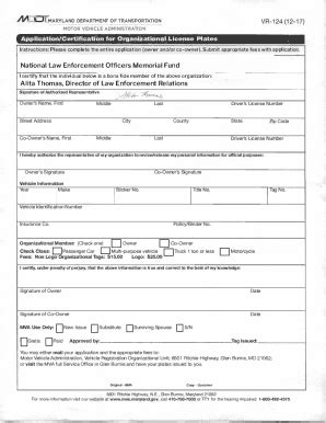 Fillable Online Mva Maryland GovvehiclesPagesVehicle Registration Forms