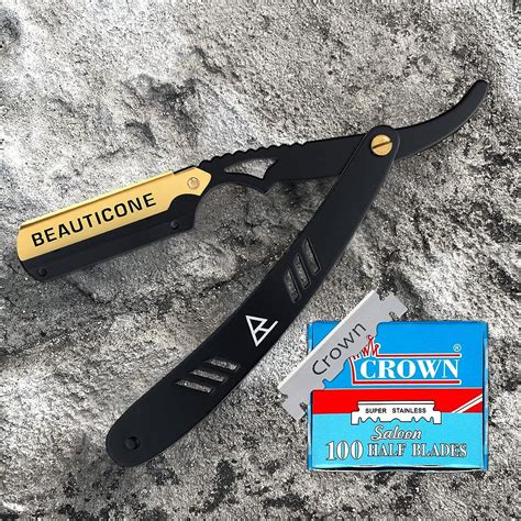 BEAUTICONE Straight Razor For Men Professional Gold Plated Barber