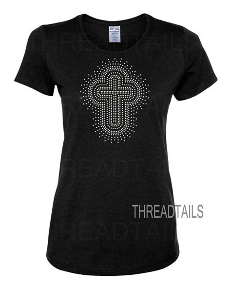 Cross Shirt Rhinestone Christian Bling Tee Cute Sparkle