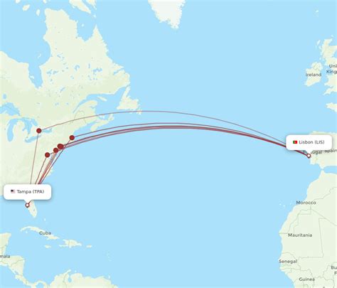 All Flight Routes From Lisbon To Tampa Lis To Tpa Flight Routes