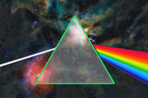 The Dark Side Of The Moon With A Rainbow In Its Center And A White