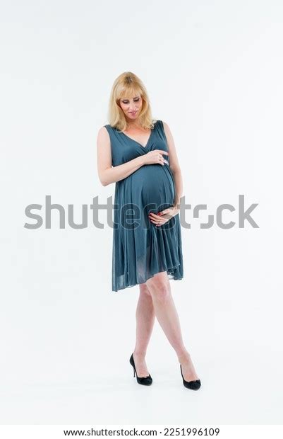 Beautiful Pregnant Blonde Pink Dress Poses Stock Photo Shutterstock