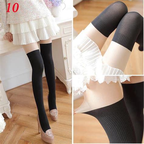 Cheap 13 Styles Women Thigh High Silk Stockings Black Gray Pantyhose