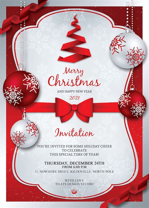 Christmas Invitation Template V4 | Christmas invitations template, Free ...