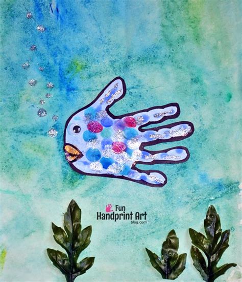 rainbow fish book  handprint craft fun handprint art