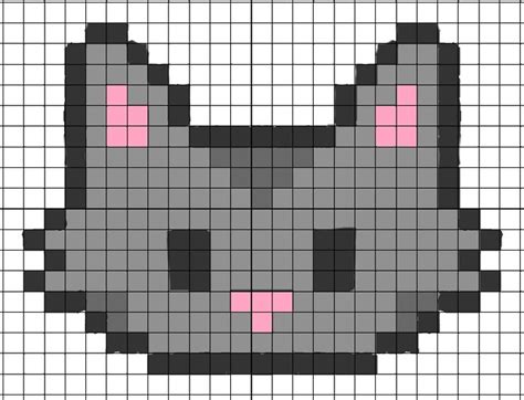 Cat Face Perler Pixel Art Pixel Art Cat Face Minecraft Cat