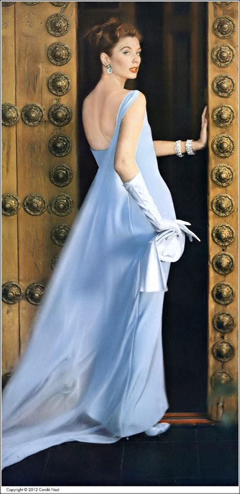 Suzy Parker In Magnificent Pale Blue Evening Dress Of Silk Crêpe And