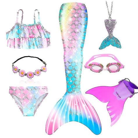 Piger badedragt Havfrue haler strand badedragt kostumer med monofinner Bikini svømning cosplay