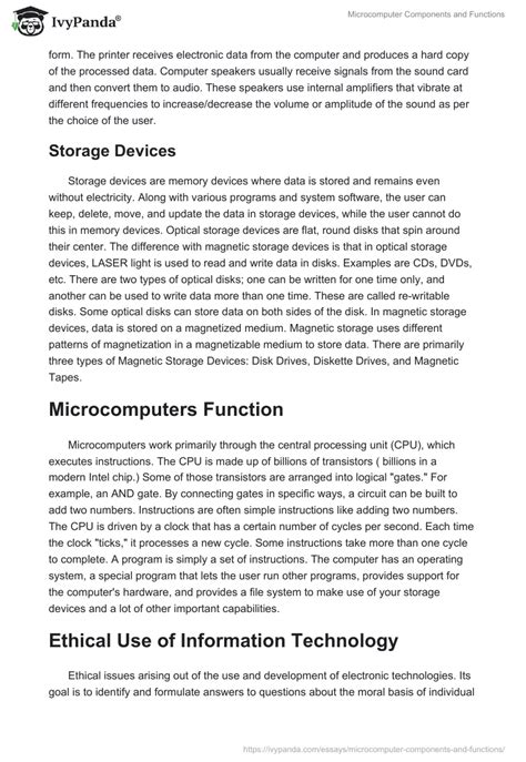 Microcomputer Components and Functions - 1121 Words | Essay Example