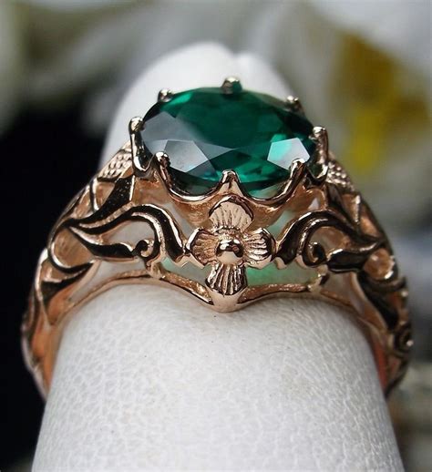 Emerald Ring Design Rose Gold Emerald Ring Antique Emerald Ring