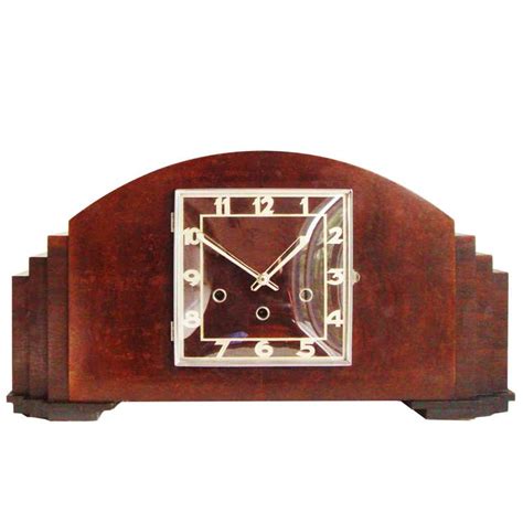 Monumental German Art Deco Mahogany and Black Westminster Chime Mantel ...