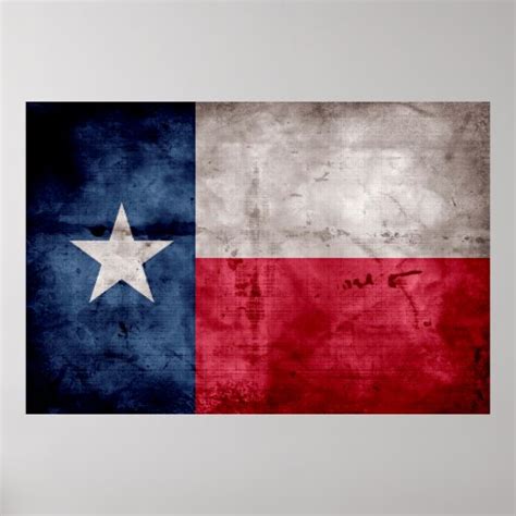 Weathered Vintage Texas State Flag Poster | Zazzle