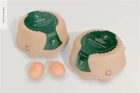 Premium Psd Round Egg Cartons Mockup Perspective