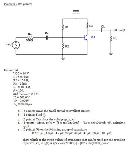 Solved Problem 2 25 points VCC R1 ş RC CL HE Ovo t Rs Chegg